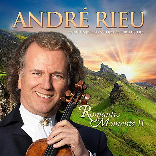 Andre Rieu holding a violin, album cover for "Romantic Moments II".