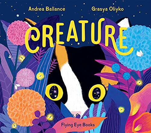 Book cover: illustrated animal face with colorful floral background.