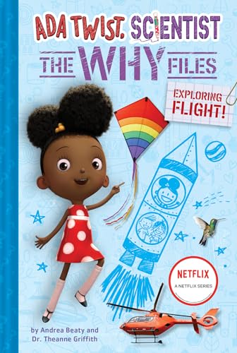 Book cover featuring a young girl with a kite, rocket, and helicopter.