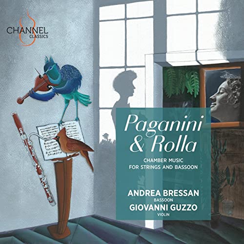 CD cover with birds, musical instruments, and portraits in a room.