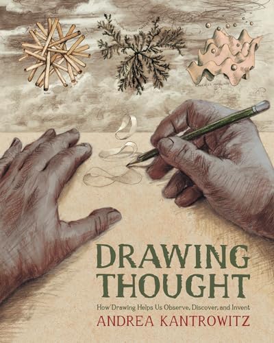 Hand drawing on paper with sketches of natural forms above text.