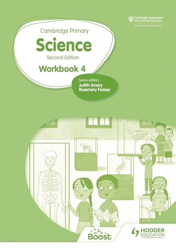 Cambridge Primary Science Workbook 4 cover with children and skeletal illustrations.