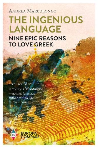 Book cover: "The Ingenious Language," with abstract watercolor art.