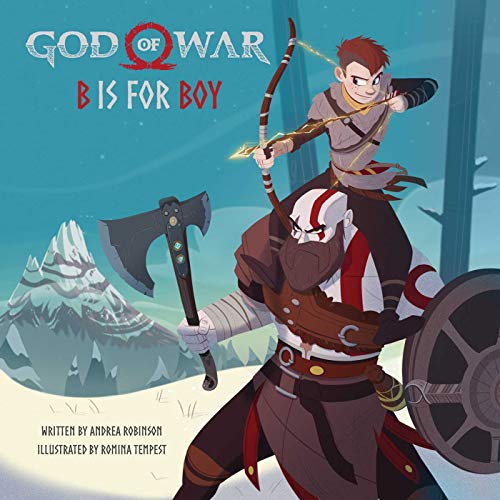 Kratos and Atreus, father and son, with axe and bow, illustrated cover.