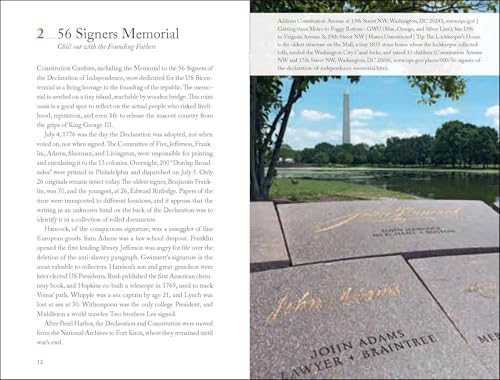 Open book page displaying a photo of the Signers Memorial in Washington, DC.