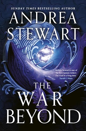 Book cover with swirling blue and purple imagery, and large white text.