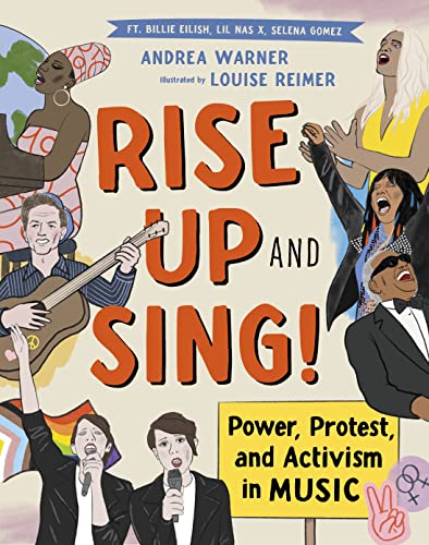 Book cover: illustrated figures singing, text “Rise Up and Sing!” and subtitle.