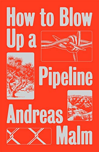Book cover with orange background, white text, and illustrations of barbed wire and trees.