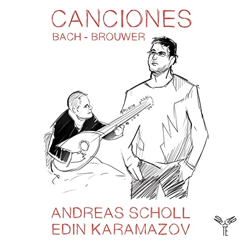 CD cover: sketched portrait of Andreas Scholl with a lute player.