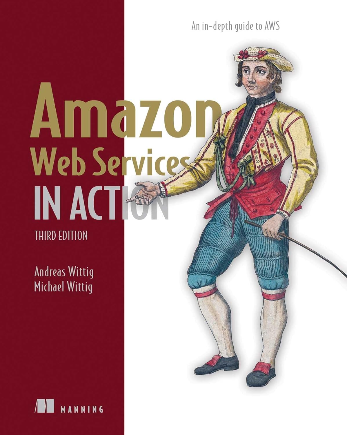 Book cover: "Amazon Web Services in Action, Third Edition" with historical portrait.