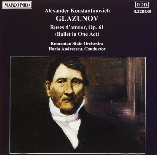 CD cover for Glazunov’s “Ruses d'amour” featuring a portrait of a man.