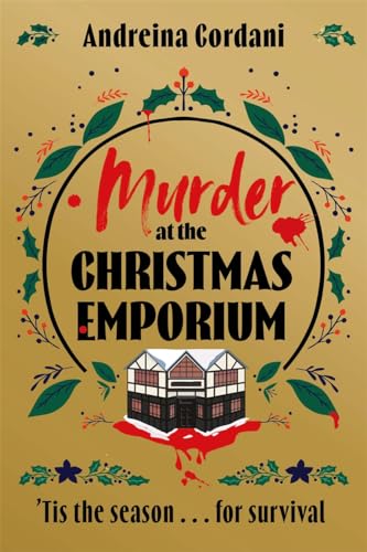 Book cover: “Murder at the Christmas Emporium” with festive, bloody imagery.