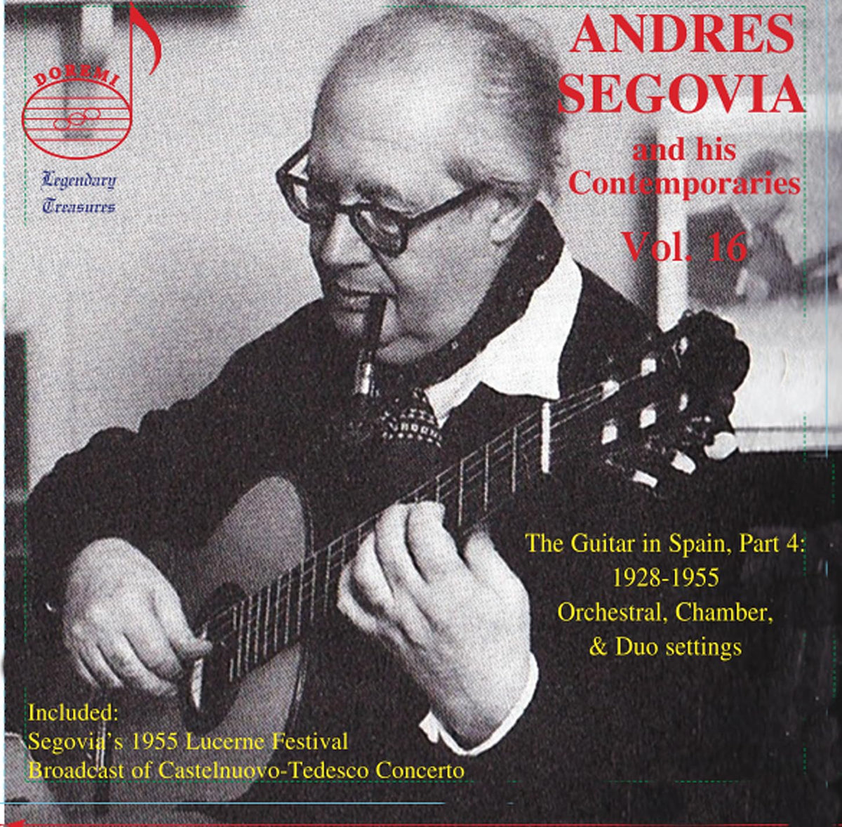 Andres Segovia CD cover: classical guitarist playing, vintage photo.