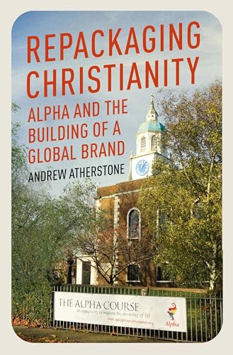 Book cover: "Repackaging Christianity" with a church building background.