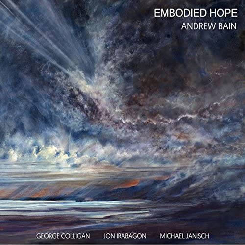 CD cover with abstract blue and white cloudscape, text “Embodied Hope”.