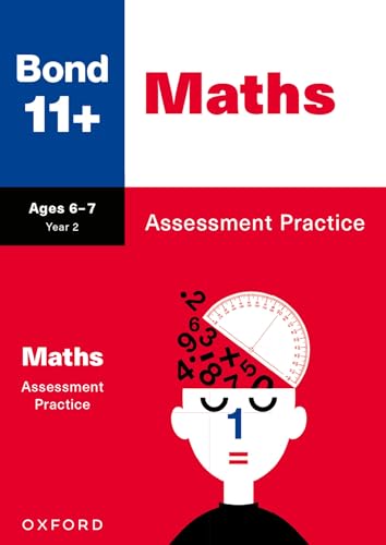 Bond 11+ Maths Assessment Practice book cover, ages 6-7, with head illustration.