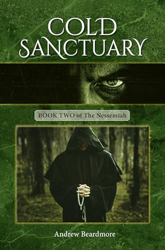 Book cover: hooded figure in a forest, with an intense eye above.