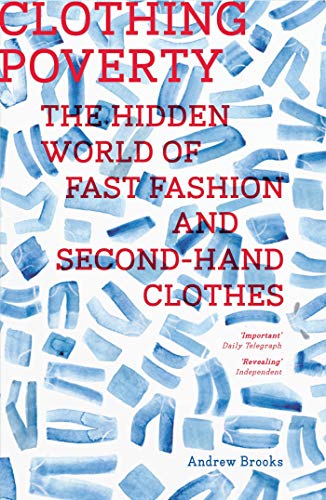 Book cover with red text on a blue and white denim pattern background.