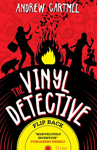 Red book cover with silhouetted figures and a vinyl record design.