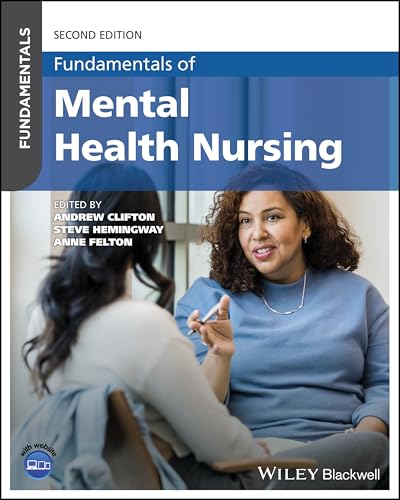 Book cover: “Fundamentals of Mental Health Nursing,” showing a nurse and patient.