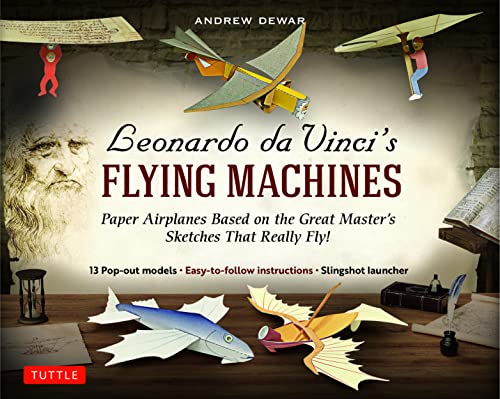 Book cover featuring paper airplane models inspired by Leonardo da Vinci’s designs.