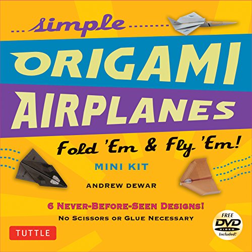 Origami airplane kit with book, papers, and DVD, colorful packaging.