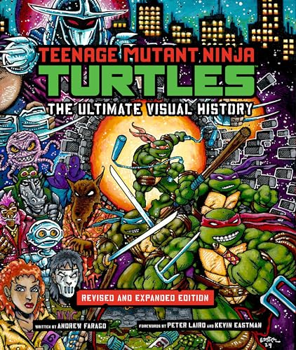 Book cover featuring Teenage Mutant Ninja Turtles and villains in a colorful scene.