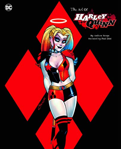 Book cover featuring Harley Quinn in a red and black diamond pattern.