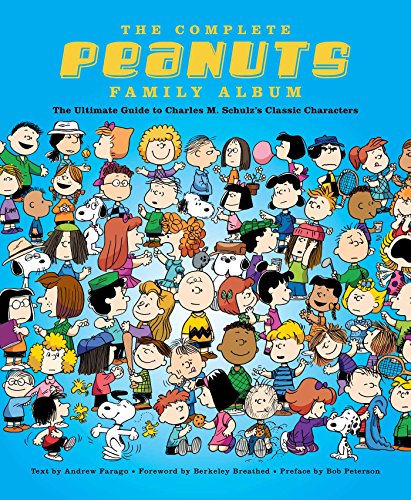 Book cover featuring many Peanuts characters on a bright blue background with yellow text.
