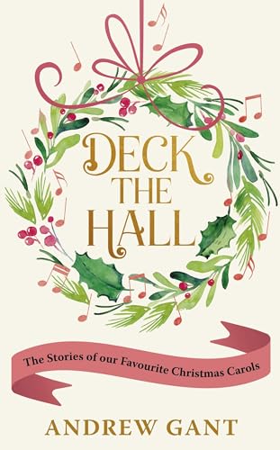 Book cover: "Deck the Hall" with a wreath illustration and red ribbon.