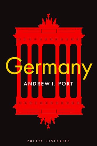 Book cover: red Brandenburg Gate illustration with yellow "Germany" text.