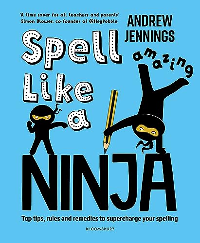 Book cover: "Spell Like a Ninja" with cartoon ninja illustrations.