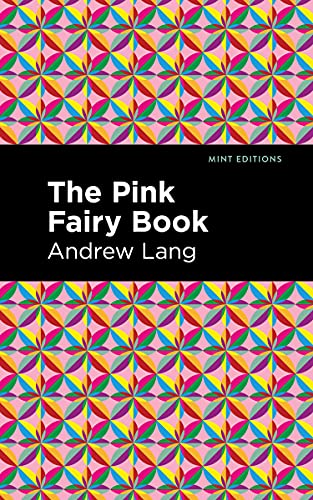 Book cover: "The Pink Fairy Book" by Andrew Lang, patterned pink background.