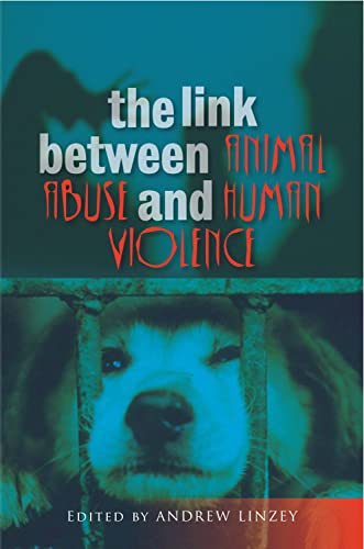 Book cover depicting a sad dog behind bars, title: "The Link Between Animal Abuse and Human Violence".