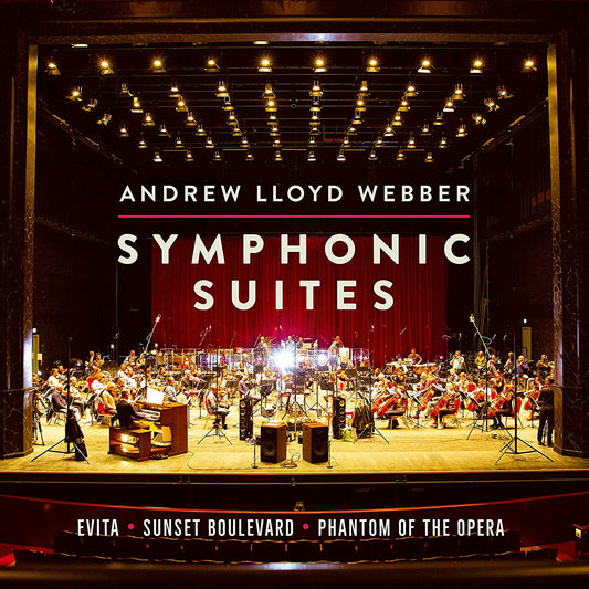 CD cover showing a full orchestra on stage under bright theater lights.