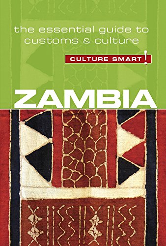 Book cover, Zambia travel guide, colorful patterns, people in traditional dress.