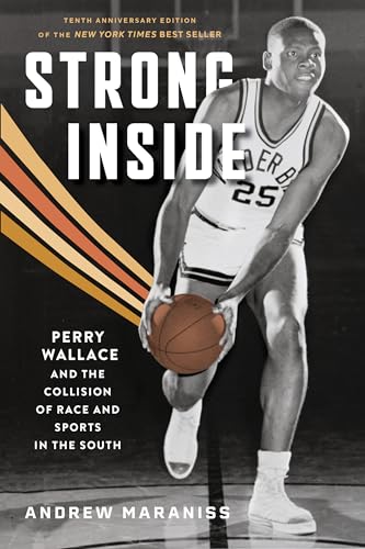 Book cover featuring Perry Wallace, a Black basketball player dribbling.