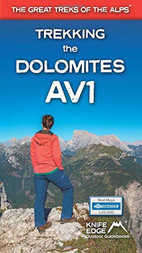 Book cover featuring a hiker overlooking the Dolomite mountains.