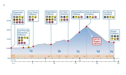 Blue line graph depicting the elevation profile of the Walker's Haute Route.