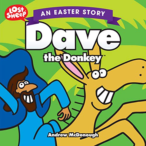 Cartoon cover of "Dave the Donkey" with a man and donkey.