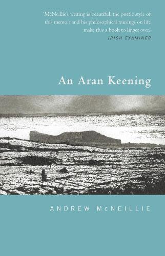 Book cover: “An Aran Keening” with a black and white coastal landscape.