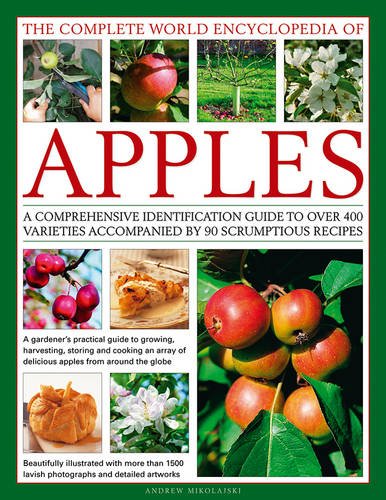 Book cover featuring apples, blossoms, and recipes; green and red tones.