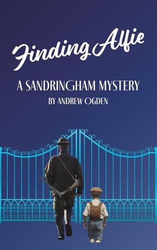 Book cover: man and boy facing ornate blue gates.