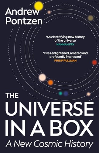 Book cover: "The Universe in a Box" with planetary orbits and text.