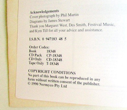 Book page with acknowledgements, ISBN, and copyright information.