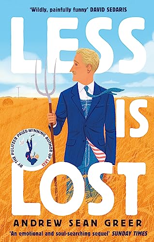 Book cover: "Less is Lost" with a man in a suit holding a pitchfork.