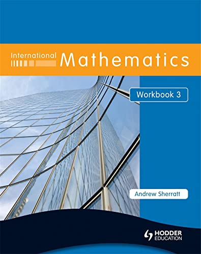 Cover of "International Mathematics Workbook 3" with a building image.