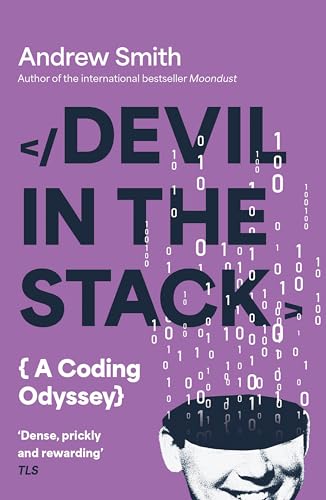 Book cover: “Devil in the Stack” with binary code and a silhouette.