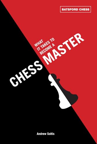 Book cover with diagonal red and black background, chess pawn, and white text.