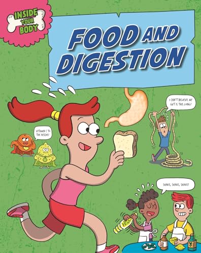 Cartoon cover of "Food and Digestion" book showing a digestive system.